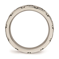 Titanium Polished Criss Cross Grooved CZ Ring | TB485 ,