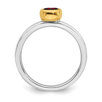 Sterling Silver Stackable Expressions w/Gold-plated Rhod. Garnet Ring | QSK1880 ,