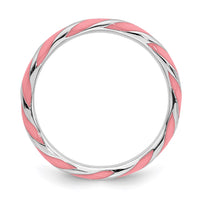 Sterling Silver Stackable Expressions Twisted Pink Enameled Ring | QSK555 ,