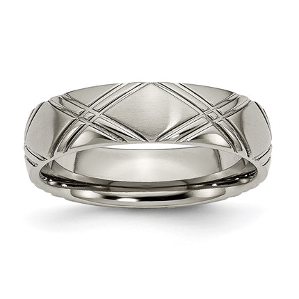 Titanium Criss-cross Design 6mm Brushed and Polished Band | TB192 ,