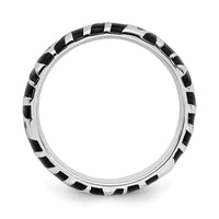 Sterling Silver Stackable Expressions Polished Enameled Animal Print Ring | QSK582 ,
