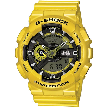 Casio Men's Watch - G-Shock Metallic Yellow Resin Strap Analog-Digital | GA110NM-9A ,