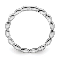 Sterling Silver Stackable Expressions Rhodium Rice Bead Ring | QSK171 ,