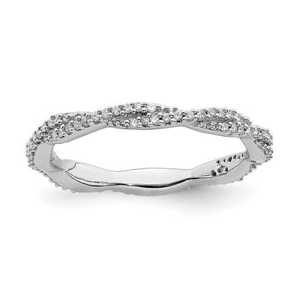 Sterling Silver Stackable Expressions Polished Diamond Ring | QSK630 ,