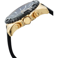 Invicta Men's Watch - Aviator Black Dial Yellow Gold Case Silicone Strap | 37627 ,