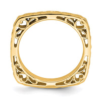 Sterling Silver Stackable Expressions Polished Gold-plated Square Ring | QSK754 ,