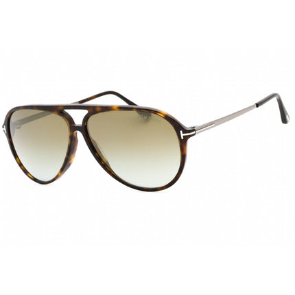 Tom Ford Men's Sunglasses - Dark Havana Aviator Full Rim Frame Green Lens | FT0909 52Q ,