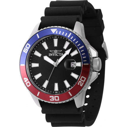 Invicta Men's Watch - Pro Diver Quartz Blue/Red/Silver Tone Bezel Black Strap | 46090 ,