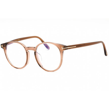 Tom Ford Unisex Eyeglasses - Shiny Light Brown/Clear Round Frame | FT5796-K-B 045 ,