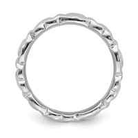 Sterling Silver Stackable Expressions Rhodium Hearts Ring | QSK283 ,