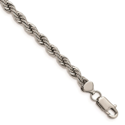 Stainless Steel Polished 6mm Rope Bracelet ,