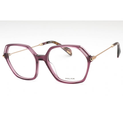Police Women's Eyeglasses - Transparent Purple Plastic Geometric Frame | VPLD23 0B87 ,
