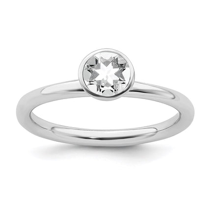 Sterling Silver Stackable Expressions High 5mm April Swarovski Ring | QSK964 ,