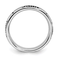 Sterling Silver Stackable Expressions Black Enamel Faith Ring | QSK1539 ,