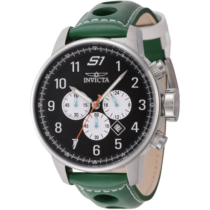 Invicta Men's Watch - S1 Rally Chrono Black and White Dial Green Leather Strap | 44952 ,