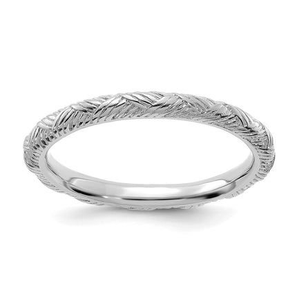 Sterling Silver Stackable Expressions Rhodium-plated Polished Ring | QSK2053 ,