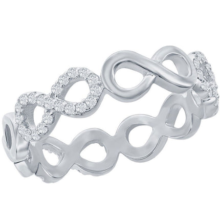 Classic Women's CZ and Polished Infinity Ring - W-2725 ,