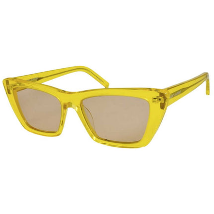 Saint Laurent Women's Sunglasses - Yellow Plastic Frame Brown Lens | SL276MICA 027 ,