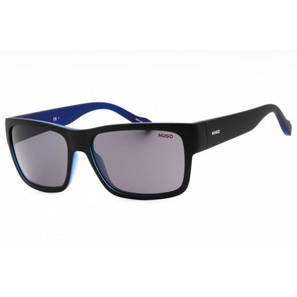 Hugo Men's Sunglasses - Matte Black Blue Rectangular Plastic Frame | HG 0176/S 00VK IR ,