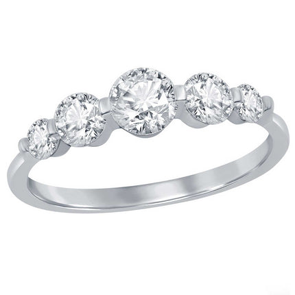 Classic Women's Silver Graduating Round CZ Ring - W-2266 ,