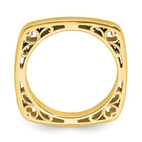 Sterling Silver Stackable Expressions Polished Gold-plated Square Ring | QSK780 ,
