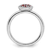 Sterling Silver Stackable Expressions Garnet Rhodium Ring | QSK321 ,