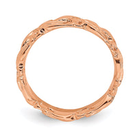 Sterling Silver Stackable Expressions Pink-plated Carved Band | QSK1673 ,