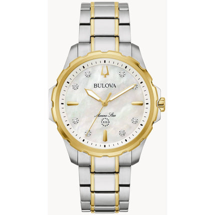Bulova Women's Watch - Marine Star Diamond White MOP Dial Two Tone Bracelet | 98P227 ,
