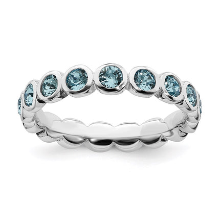 Sterling Silver Stackable Expressions March Swarovski Ring | QSK975 ,