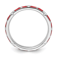 Sterling Silver Stackable Expressions Red Enamel Heart Ring | QSK1519 ,