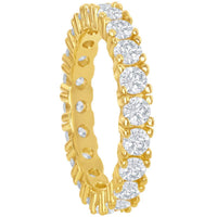 Classic Women's Gold Plated 3mm CZ Eternity Ring - W-2499 ,