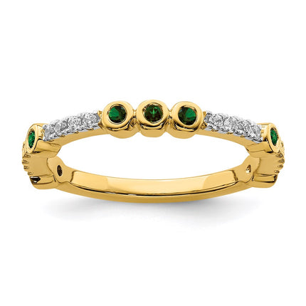 14k Stackable Expressions Created Emerald and Diamond Ring | SK2068 ,