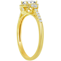 Classic Women's Gold Cushion Cut White CZ Ring - W-2847 ,