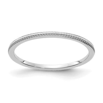 10K White Gold 1.2mm Bead Stackable Band | 1STK18-120W ,
