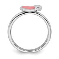 Sterling Silver Stackable Expressions Polished Pink Enameled Heart Ring | QSK110 ,