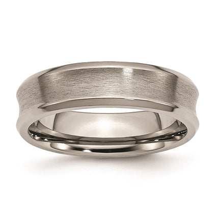 Titanium Beveled Edge, Concave 6mm Brushed & Polished Band | TB46 ,
