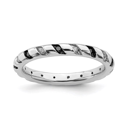 Sterling Silver Stackable Expressions Black & White Diamond Ring | QSK1047 ,