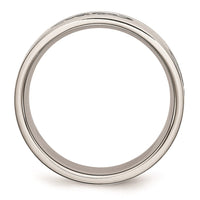 Stainless Steel Black Rubber 7mm Ridged Edge Brushed Band | SR62 ,