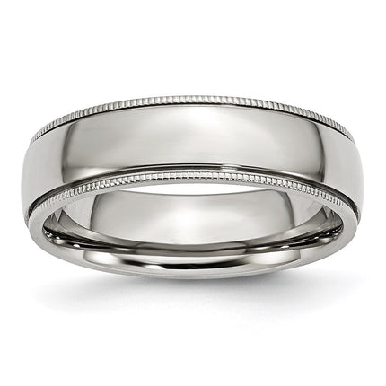 Stainless Steel Grooved and Beaded 6mm Polished Band | SR98 ,