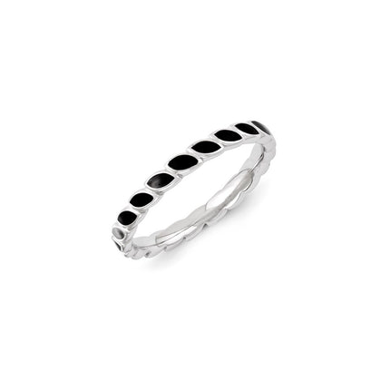 Sterling Silver Stackable Expressions Black Enameled Ring | QSK1383 ,