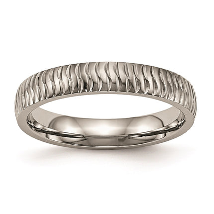 Titanium Polished Textured Ring | TB454 ,