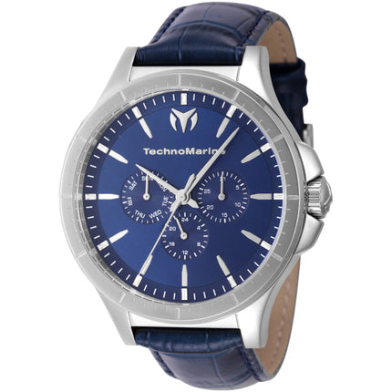 Technomarine Men's Watch - MoonSun Quartz Blue Dial Leather Strap | TM-822027 ,