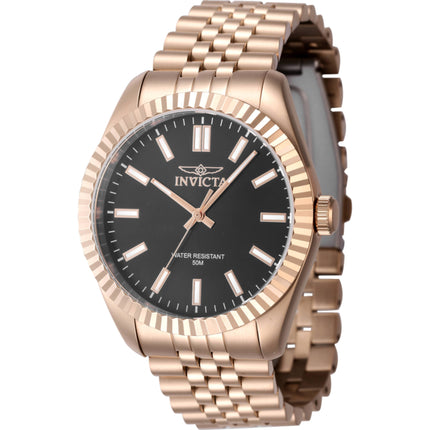 Invicta Men's Watch - Specialty Black Dial Rose Gold Steel Bracelet Quartz | 47492 ,