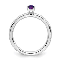 Sterling Silver Stackable Expressions Rhodium Amethyst Ring | QSK1900 ,