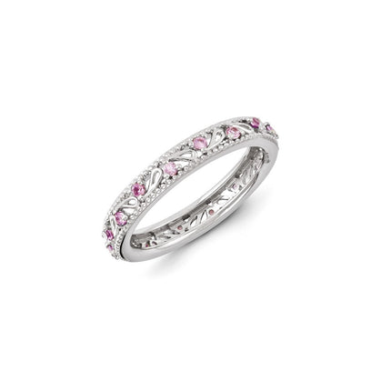 Sterling Silver Stackable Expressions Created Pink Sapphire Ring | QSK1232 ,