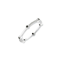 Sterling Silver Stackable Expressions Polished Black/White Dia Ring | QSK667 ,