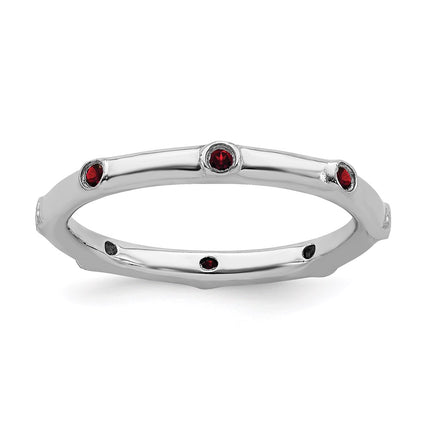 Sterling Silver Stackable Expressions Garnet Ring | QSK374 ,
