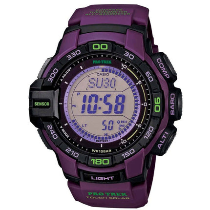 Casio Men's Watch - Pro Trek Grey Digital Dial Purple Resin Strap | PRG270-6A ,