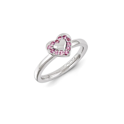 Sterling Silver Stackable Expressions Created Pink Sapphire Ring | QSK1252 ,