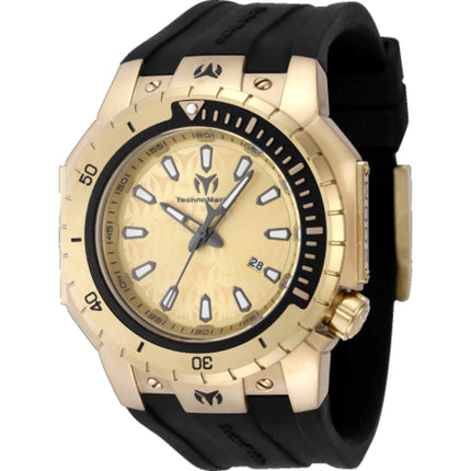 Technomarine Men's Watch - Manta Sea Gold Dial Black Silicone Strap Date | TM-224010 ,